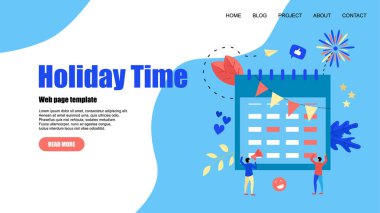 Web Şablonu. Kırmızı harf gününde mor işaretli tatil zamanı illüstrasyonu