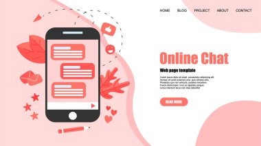 Messenger ile Web şablonu. Online sohbet konsepti.