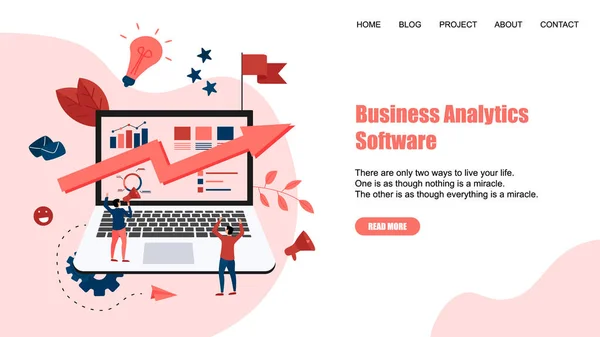 Webpage Template 。业务分析软件蓝箭。财务概念 — 图库矢量图片