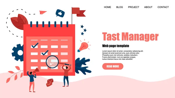 Web テンプレート。イベント、リマインダー、計画を持つフラットデザインタスクマネージャ — ストックベクタ
