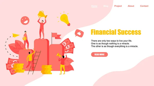 Шаблон веб-страницы. Иллюстрация финансового успеха. Концепция плоского дизайна — стоковый вектор