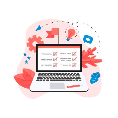 İşadamı ile online eylem planı kavramı. İş, zaman yönetimi