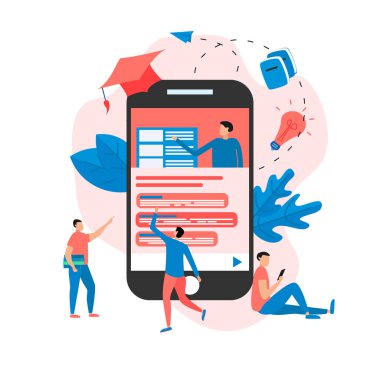 Online eğitim veya web ders mesafe öğretmen ile masaüstü monitör. E-öğrenme kavramı