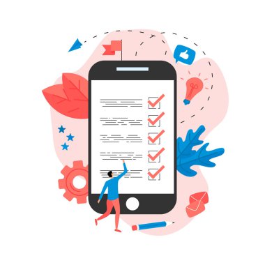 İşadamı ile online eylem planı kavramı. İş, zaman yönetimi