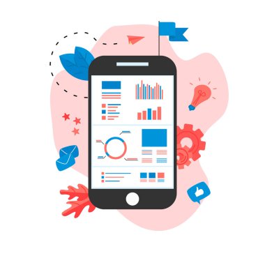 Veri analiz tasarım konsepti. Grafik, diyagram, istatistik üstünde okul sırası. İş kavramı