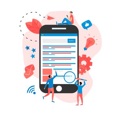 Arama motoru sonuç pag vektörü, Sorgunun arama sonuçlarını gösteren sayfa, web arama konsepti