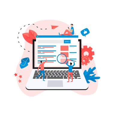 Arama motoru sonuç pag vektörü, Sorgunun arama sonuçlarını gösteren sayfa, web arama konsepti