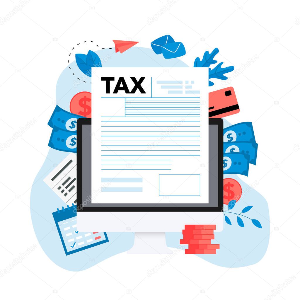 Online tax payment vector illustration concept. Filling tax form