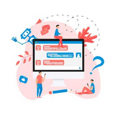 Sohbet etmek iş kavramı. Sohbet etmek ile iletişim. Yapay zeka müşteri destek