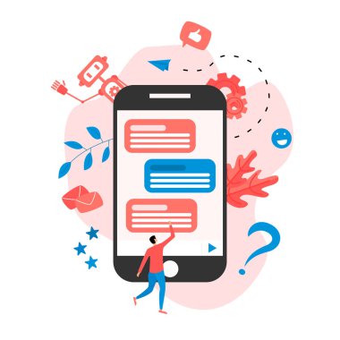 Sohbet etmek iş kavramı. Sohbet etmek ile iletişim. Yapay zeka müşteri destek