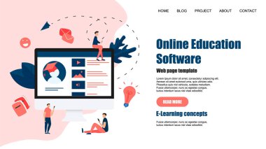 Web sayfası şablonu. Online eğitim uygulaması. E-öğrenme konsepti