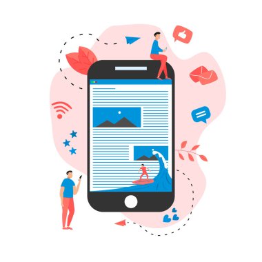 Dalga web sayfası çiziminde sörf yapan sörfçü. Web sayfası sörf kavramı.