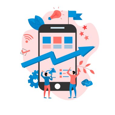 Soyut iş büyümesi pembe ok. Finans kavramı.