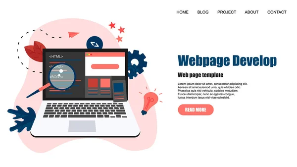 Webseiten-Vorlage. kreative Webseitenentwicklung und Webdesign-Konzept lizenzfreie Stockillustrationen