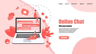 Messenger ile Web şablonu. Online sohbet konsepti.