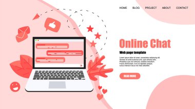 Messenger ile Web şablonu. Online sohbet konsepti.