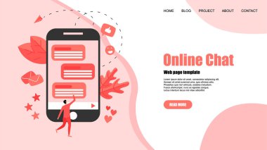 Messenger ile Web şablonu. Online sohbet konsepti.