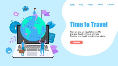 Web sayfası şablonu. Seyahat zamanı kavramı. İki uçak ile seyahat düz tasarım kavramı için Planet Earth