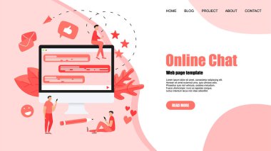 Messenger ile Web şablonu. Online sohbet konsepti.