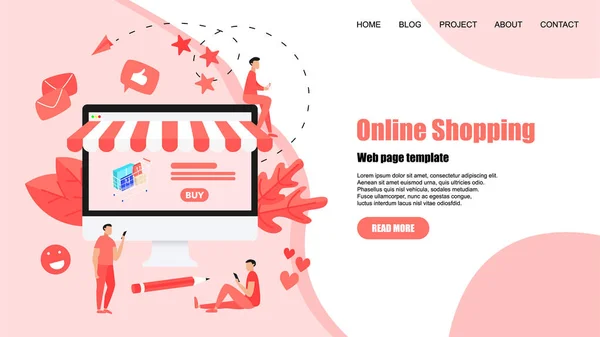 Concepto, la compra de tienda en línea. Página web landing page template — Vector de stock