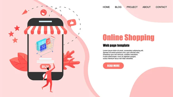 Concepto, la compra de tienda en línea. Página web landing page template — Vector de stock