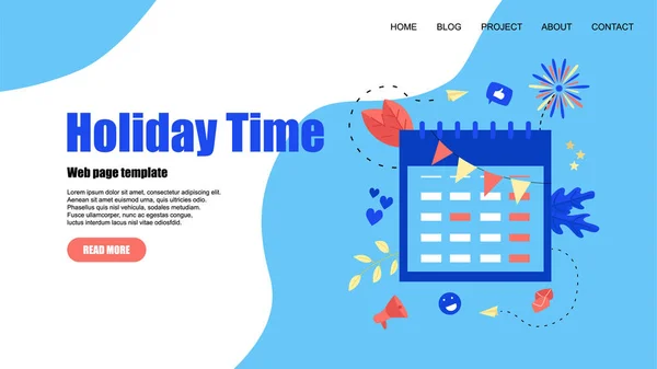 Web Şablonu. Kırmızı harf gününde mor işaretli tatil zamanı illüstrasyonu — Stok Vektör