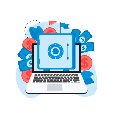 Çevrimiçi para biriktirme kasası. Finans kavramı