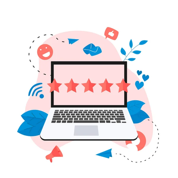 Vijf sterren klant online rating. Concept van feedback. — Stockvector