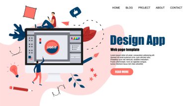 Web sayfası şablonu. Yaratıcı bir proje ile açık tasarım uygulaması ile düz vektör grafik tasarım kavramı