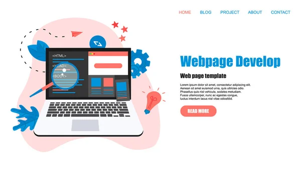 Web sayfası şablonu. Yaratıcı web sayfası geliştirme ve web tasarım konsepti