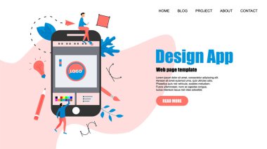 Web sayfası şablonu. Yaratıcı bir proje ile açık tasarım uygulaması ile düz vektör grafik tasarım kavramı