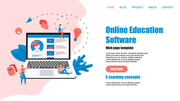 Sjabloon voor webpagina's. Online onderwijs app. E-learning concept — Stockvector