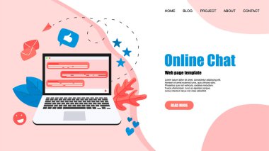 Messenger ile Web şablonu. Online sohbet konsepti.
