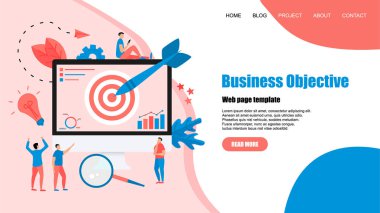 Web sayfası şablonu. Bir ok ile Iş hedefi, hedef, hedef başarı vurmak. İş kavramı vektör illüstrasyon