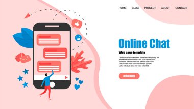 Messenger ile Web şablonu. Online sohbet konsepti.