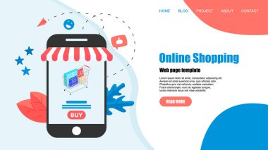 konsept, çevrimiçi mağaza almak. Web sitesi iniş web sayfası şablonu