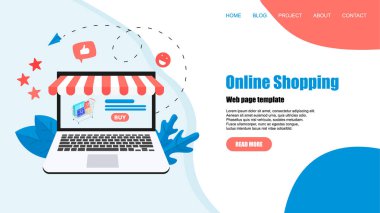 konsept, çevrimiçi mağaza almak. Web sitesi iniş web sayfası şablonu