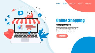 konsept, çevrimiçi mağaza almak. Web sitesi iniş web sayfası şablonu