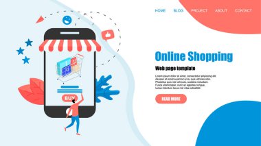 konsept, çevrimiçi mağaza almak. Web sitesi iniş web sayfası şablonu