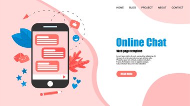 Messenger ile Web şablonu. Online sohbet konsepti.