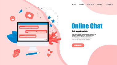 Messenger ile Web şablonu. Online sohbet konsepti.