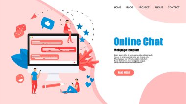 Messenger ile Web şablonu. Online sohbet konsepti.