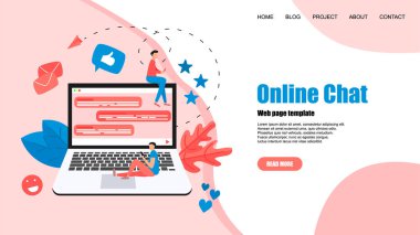Messenger ile Web şablonu. Online sohbet konsepti.