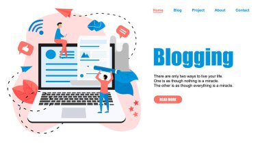 Web sayfası Şablon, İş, iletişim, internet bloglama sonrası. Düz tasarım vektör illüstrasyon