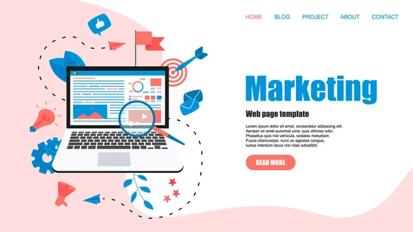 Web-Vorlage. Konzept für digitale Marketing-Agentur, digitale Medienkampagne Flat Vector Illustration — Stockvektor