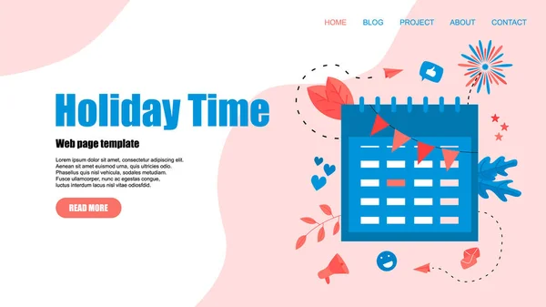 Πρότυπο Web. Εικόνα χρόνου διακοπών με μωβ σήμανση στην ημέρα του κόκκινου γράμματος — Διανυσματικό Αρχείο
