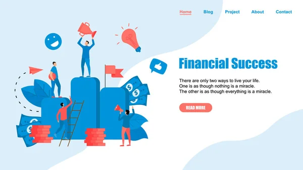 Шаблон веб-страницы. Иллюстрация финансового успеха. Концепция плоского дизайна — стоковый вектор