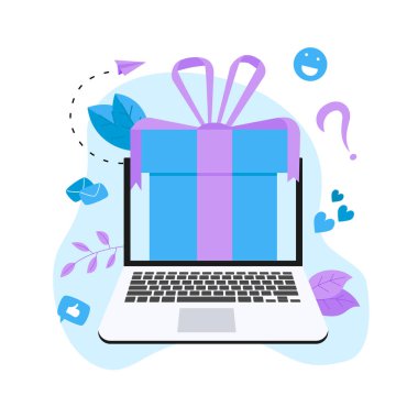 Online hediye kutusu. Online mağaza veya mağaza sadakat programı ve bonus tanıtımı. 