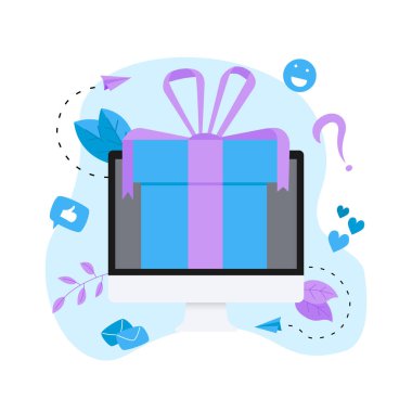 Online hediye kutusu. Online mağaza veya mağaza sadakat programı ve bonus tanıtımı. 