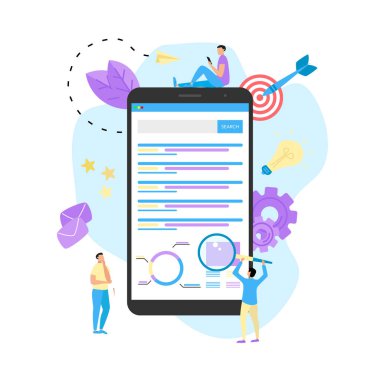 Arama ve büyüteçle Seo analizi. İş konsepti